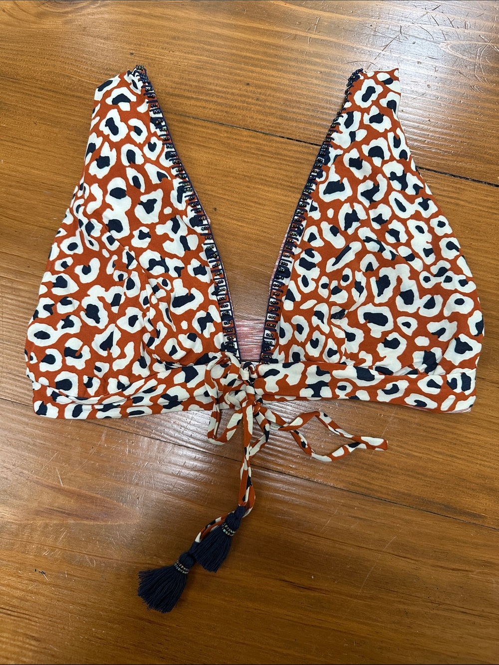 Maaji Rust Leopard Print Tie-Front Bikini Top